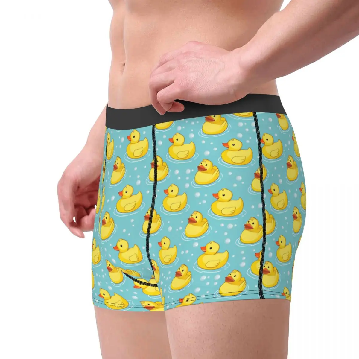 Cute Yellow Duck Cartoon Men Underwear Little Ducks Boxer Briefs Shorts Panties Funny Breathable Underpants for Male S-XXL