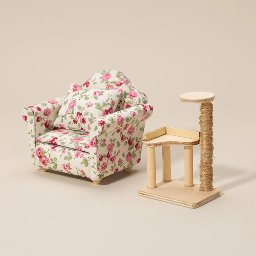 

Mini Wooden Cat Tree Realistic Craftsmanship Mini House Decoration Prop Small Cat Climbing Tower Miniature Furniture Adornment