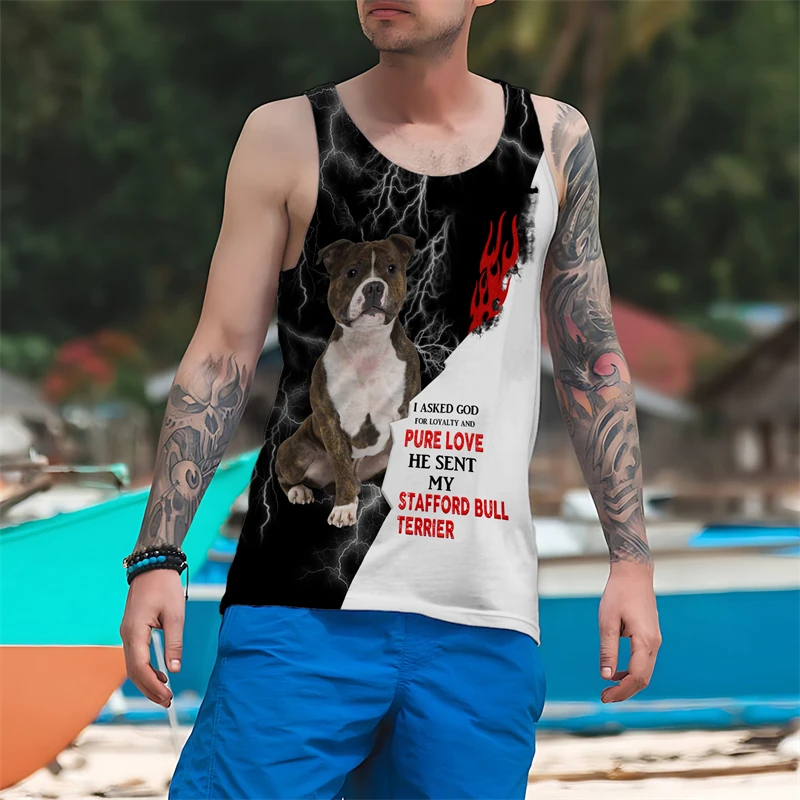 

Animal Dog Graphic Street Style Tanks For Men's Sleeveless 3D Printed Harajuku Man Vest Summer O-Neck Casual Tanks Tops Clothing