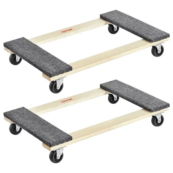 

VEVOR Furniture Dolly, 1000 lbs Each Load Capacity, 2 Packs, 18' x 30', 8 x 3' PP Swivel Casters, Heavy Duty Hardwood Furniture
