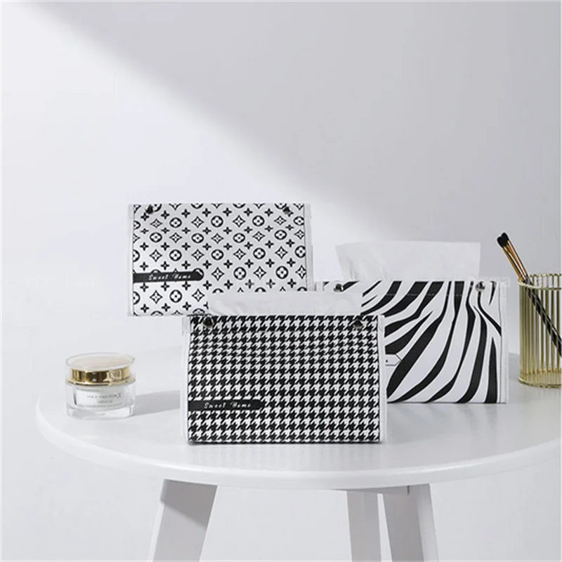 Nordic Ins Style Leather Tissue Box Living Room Paper Napkin Box Dining Table Decorative Tissue Storage Bag