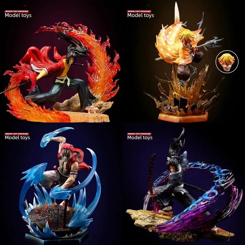 

Light-Up Double Head Sculpture Figure of Zenitsu Agatsuma from Demon Slayer for Anime Collectible PVC Statue for Toy Room