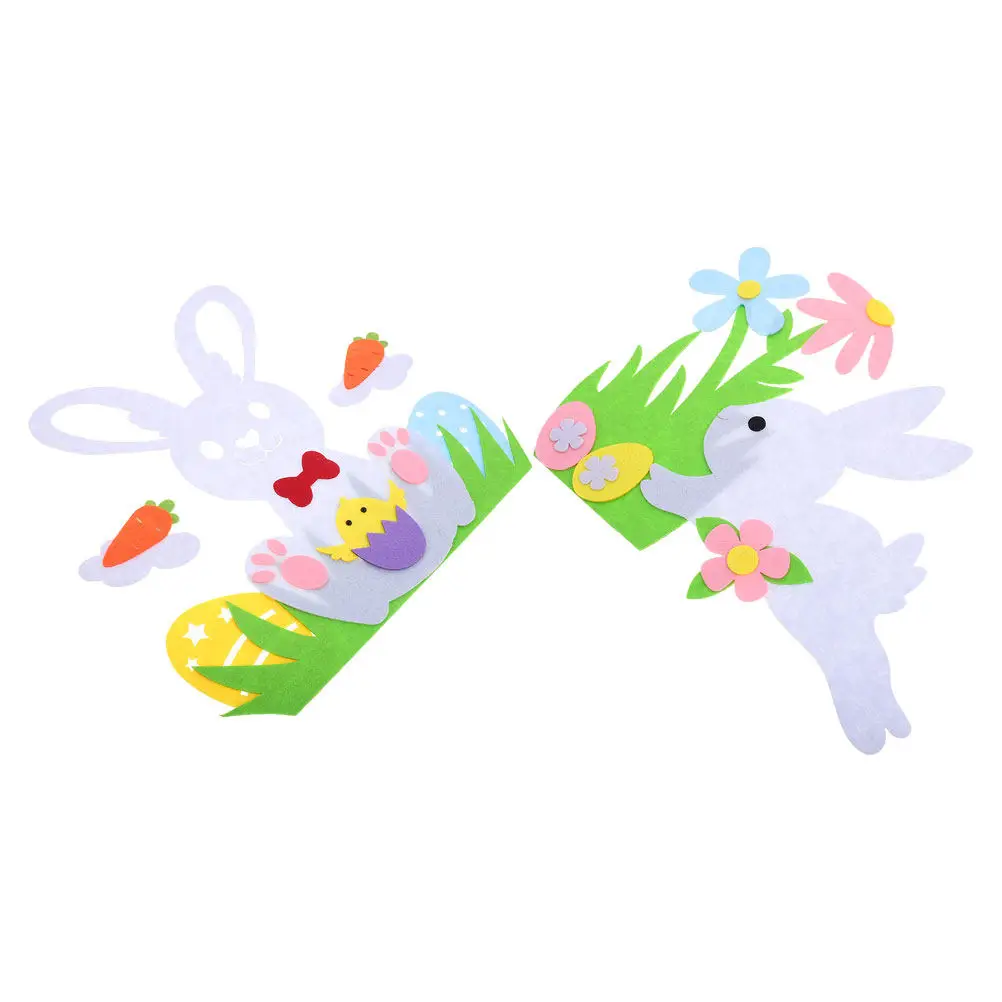 

2 шт. Пасхальные кролики, весенний декор для дома, нетканые, легко снимаемые, для дверей, окон, праздничного оформления, стен, витрин, DIY-поделок