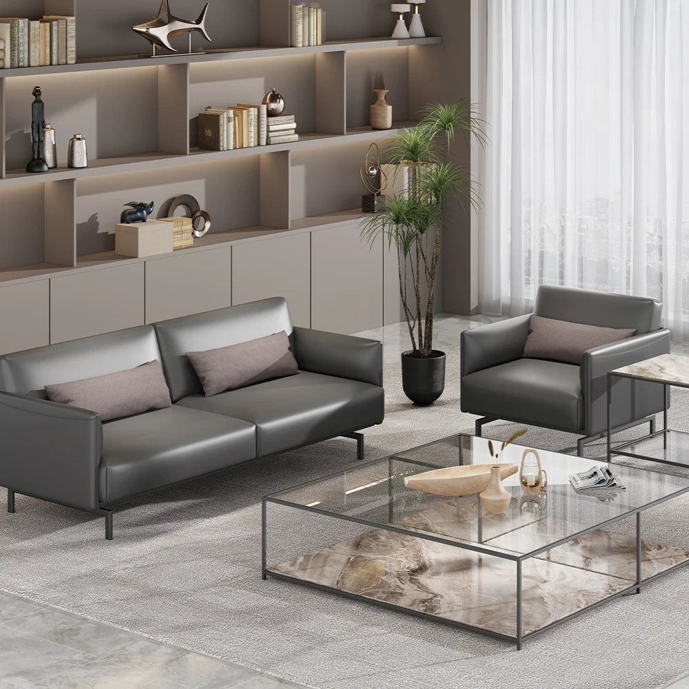 Luxury Leather Sofa Set High Grade Billiard Room Couch Office Reception Lounge Seating Living Room Furniture