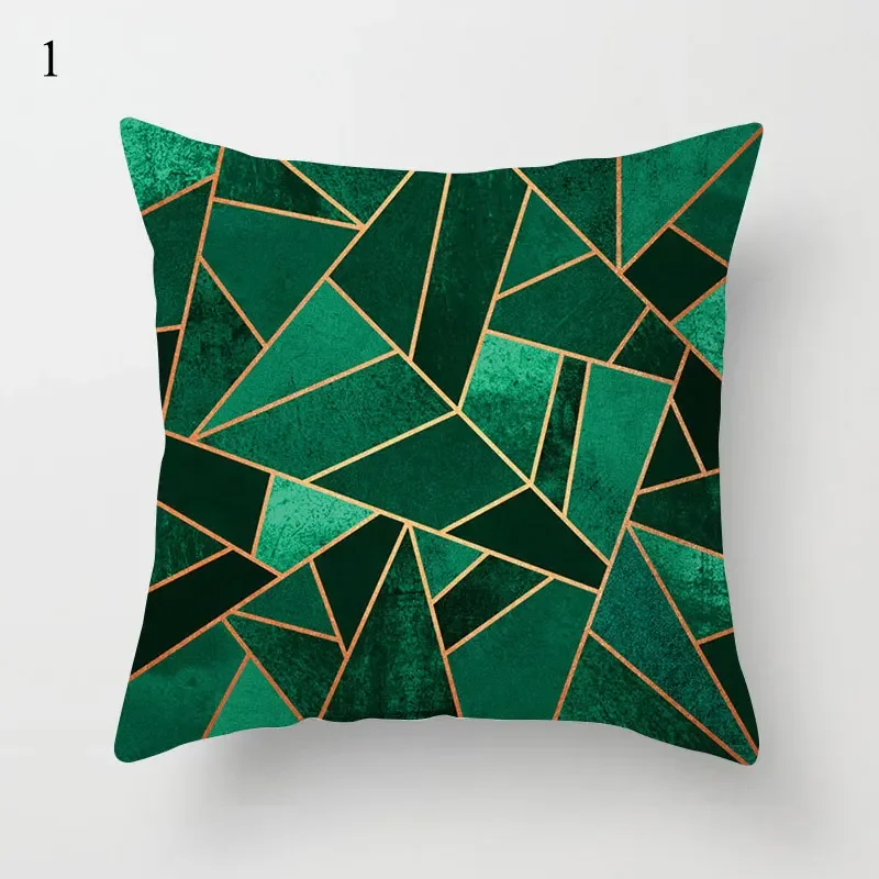 Green Collection Geometric throw pillow cover with short plush print for living room sofa decoration cushion cover pillow covers