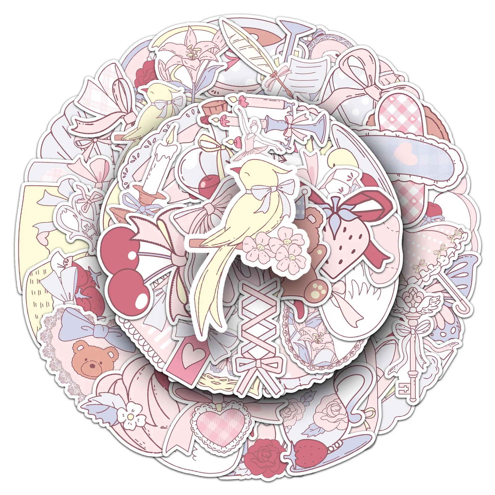 50 قطعة من ملصقات Balletcore Aesthetic Girl - ملصقات تزيين DIY للأمتعة والكمبيوتر المحمول وحافظة الهاتف iPad المقاومة للماء لعبة الأطفال