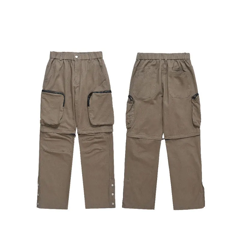 انفصال بلون السراويل للرجال ، مفتوحة تنحنح ، جيوب كبيرة ، ملابس الشارع عادية ، فضفاض مرونة الخصر