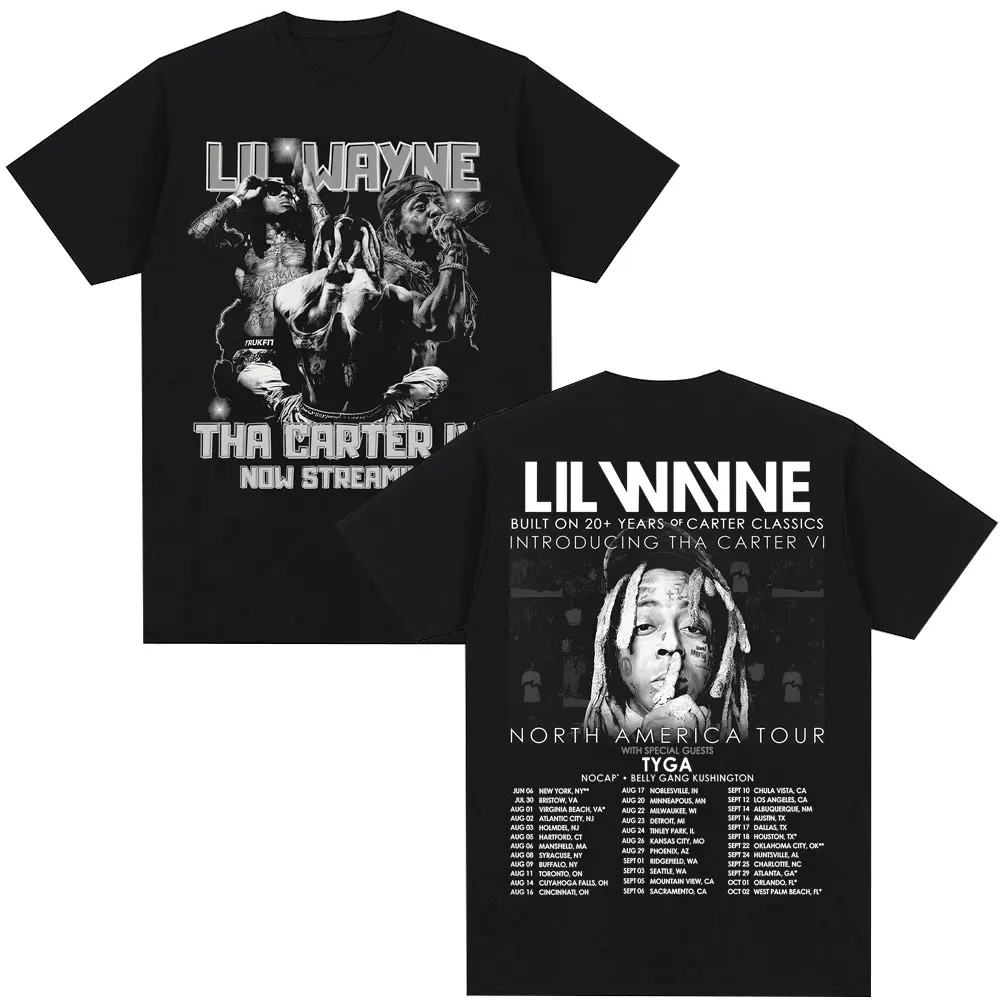 Rapper Lil Wayne The Carter VI 2025 Tour T Shirt Men Women Hip Hop Vintage Short Sleeve Oversized Cotton Casual Street T-shirts