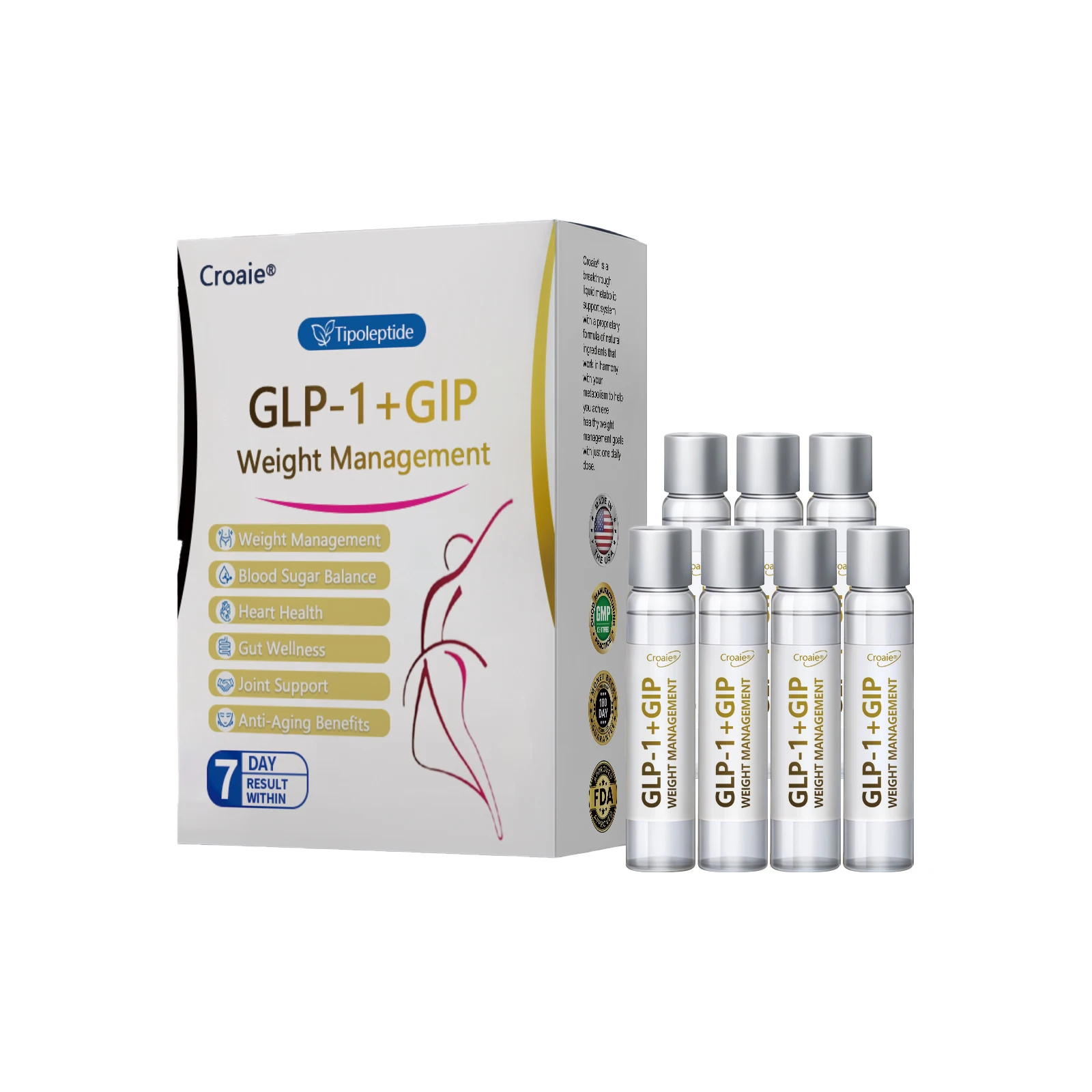 GLP-1+GIP Natural Slimming Drops Boost Immunity Rapid Weight Loss Unisex Burn Fat Suitable for Use After Exercising Energy Drops