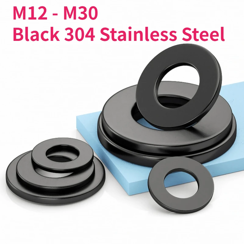 M12 M14 M16 M18 M20 M22 M24 M27 M30 Black 304 Stainless Steel Flat Washer Plain Gaskets