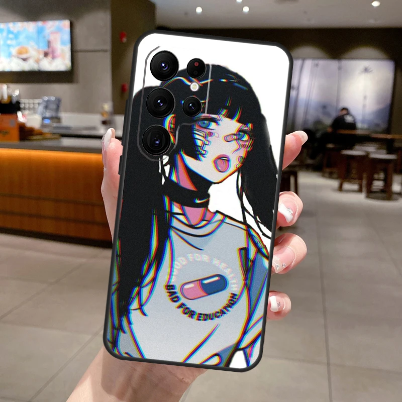 Vaporwave Aesthetic Sad Anime Case For Samsung Galaxy S23 Ultra S20 FE S21 FE S8 S9 S10 Plus Note 10 20 S22 Ultra Cover