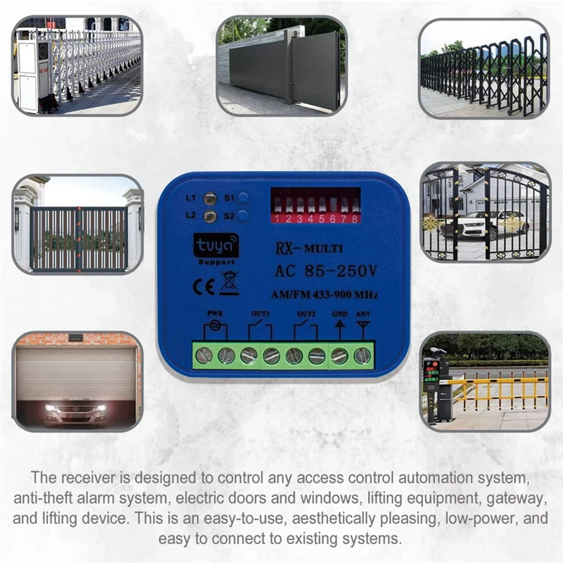

ABKN-Garage Gate Door Opener Tuya Smartlife App Remote Control Receiver Controller Smart On Off Switch WIFI RF