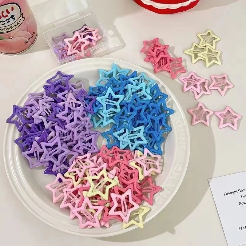 Y2K Dopamine Colorful Pentagram Hair Pins Stars INS Sweet Cool Cute Versatile Hair Clips for Girls Korean Hair Accessories