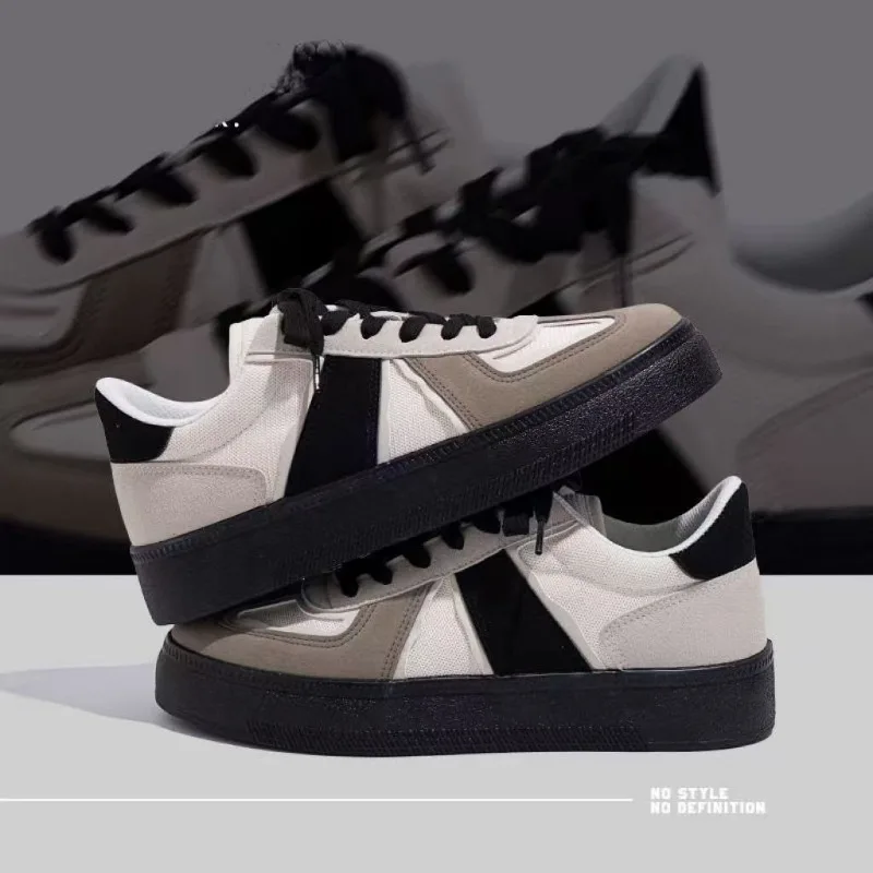 Men's Retro Training Sneakers 2026 Spring Canvas Thick Sole Casual Daily Streetwear Korean Style Multicolor Footwear