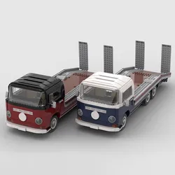 Bricklink MOC Technical Truck Trailers VW T2 Car Hauler Fit 10279 T2 Camper Van Creative Building Blocks Kid Toys Christmas Gift