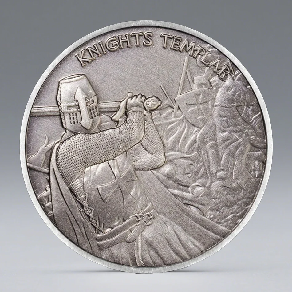 Knights Templar Antique Silvery Plated Commemorative Coins Christian Souvenir Coin Home Decoration