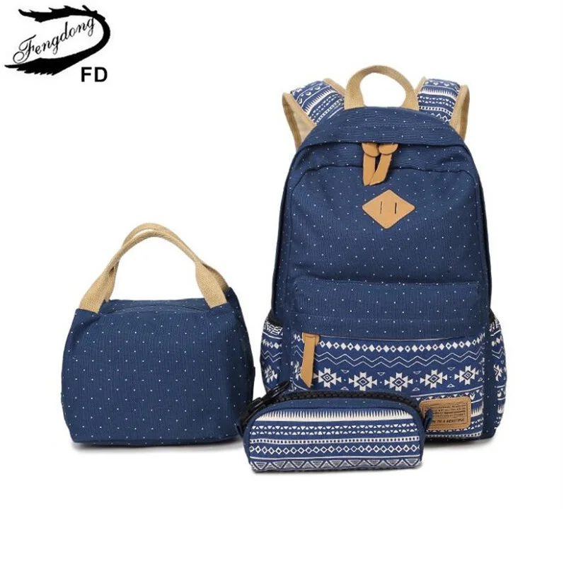 Mochila escolar vintage para niños, Juego de bolsas para niñas adolescentes, mochilas de lunares, bolsa de libros para niños, 3 piezas por juego