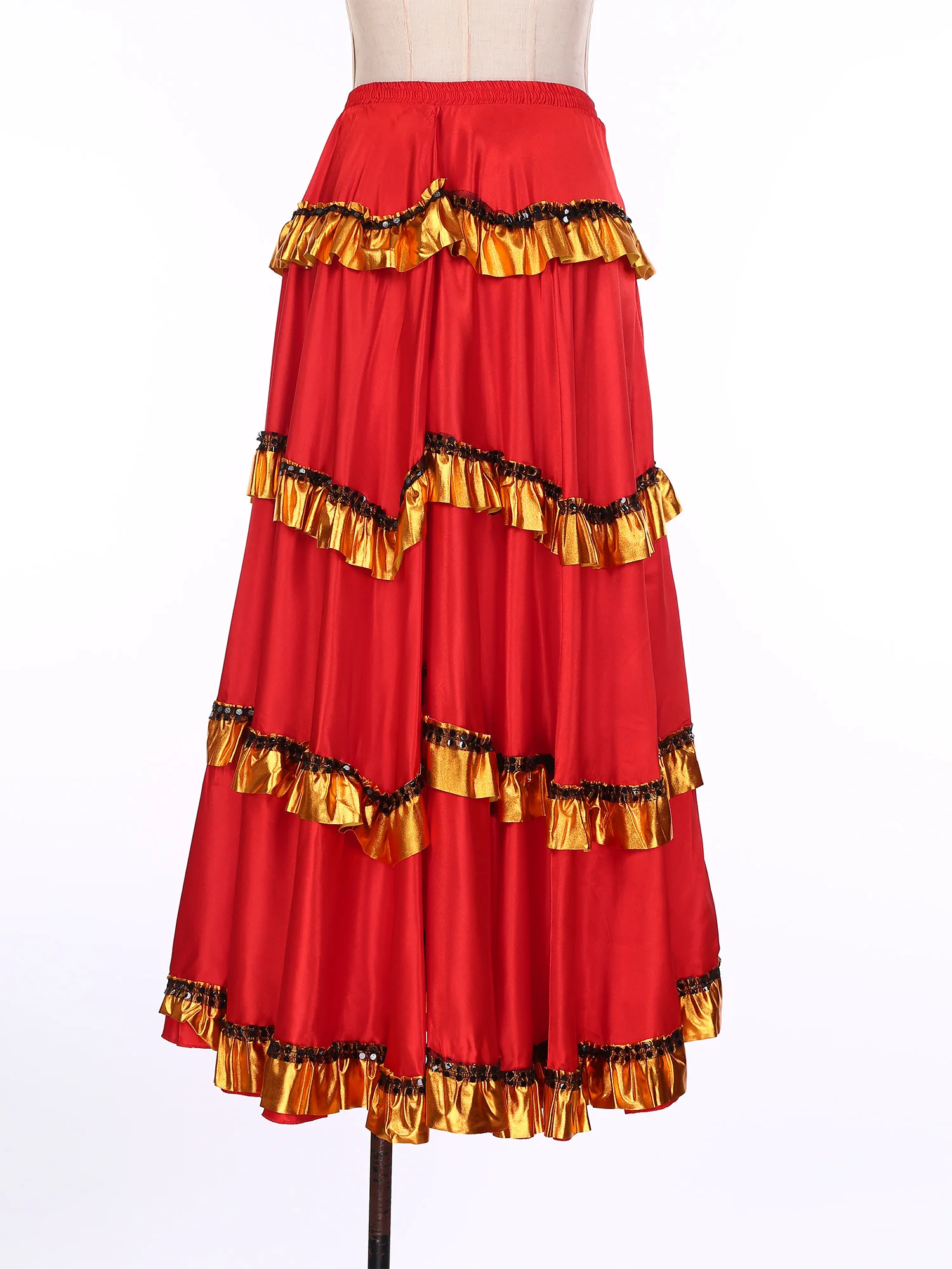 Jupe de danse Flamenco pour femmes, ourlet à plusieurs niveaux espagnol, jupes de danse de salle de bal, Tango, Costume de spectacle sur scène de carnaval