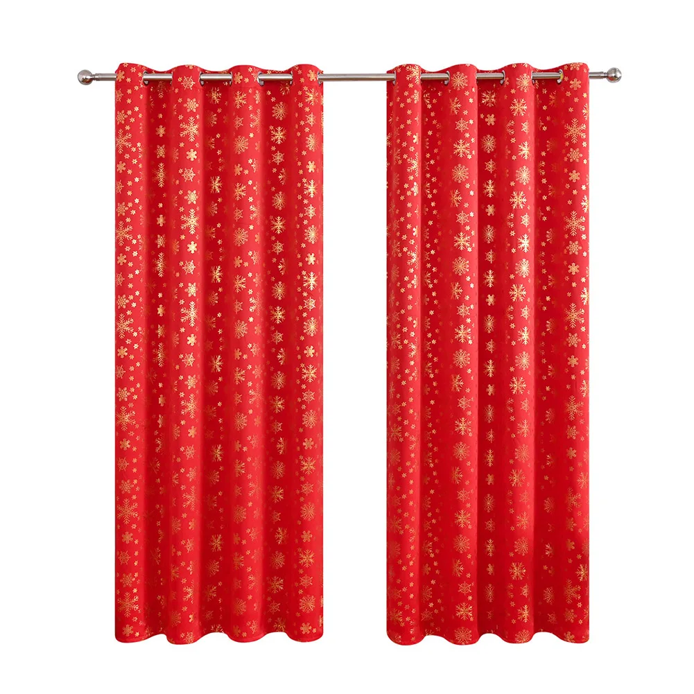 Premium Christmas-themed Curtains With Intricate Red And Gold-stamped Snowflake Household Supplies High-Quality Replacement