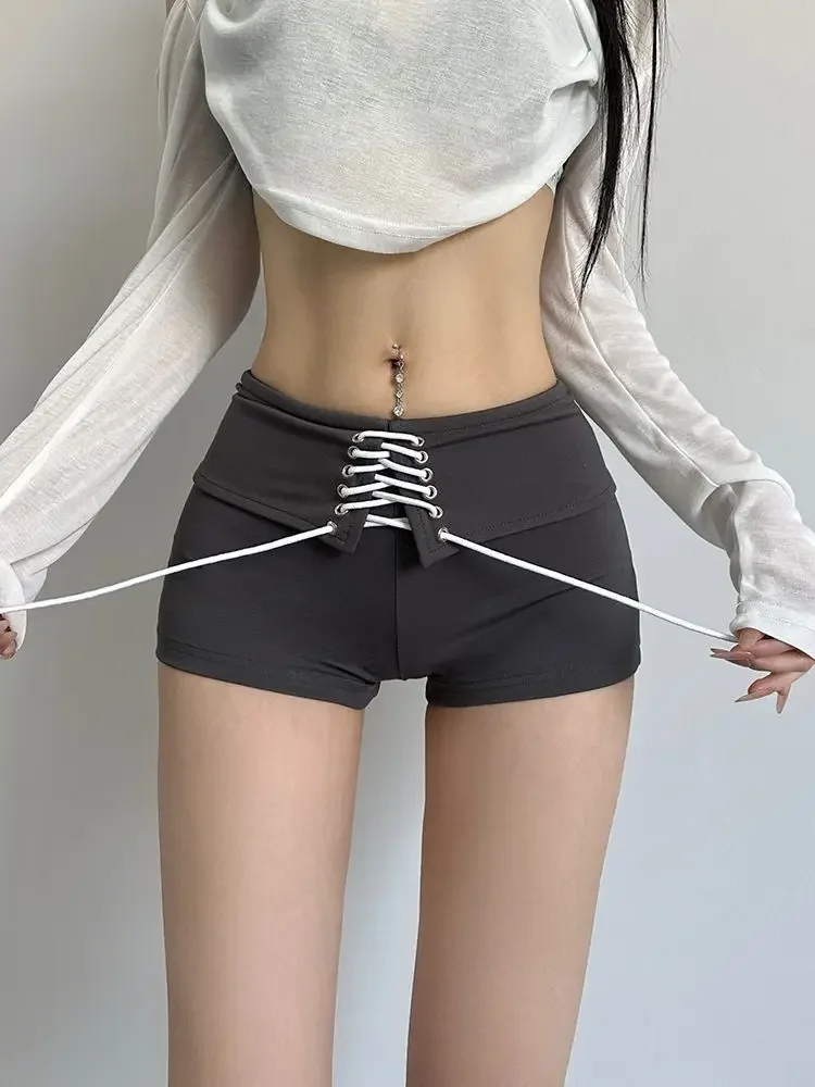 Pantaloni corti da donna Sexy a vita alta Bottino attillato Skinny Coquette Abbigliamento moda 2025 Trend Y2k Vintage da indossare pantaloncini per le donne