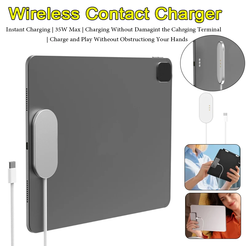 

Беспроводной зарядный кабель из алюминиевого сплава с магнитным контактом, зарядное устройство 35W для быстрой зарядки, умный коннектор с кабелем 1М/2М для iPad Pro