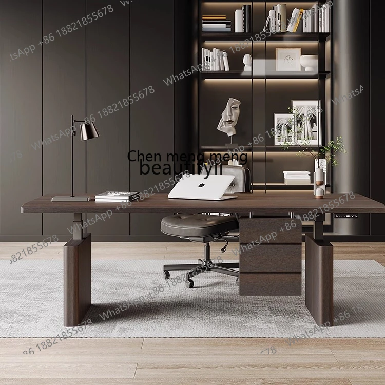 

E153 Italian Minimalist Adjustable Study Desk Living Room Sofa Back Long Table Solid Wood Computer Study Desk