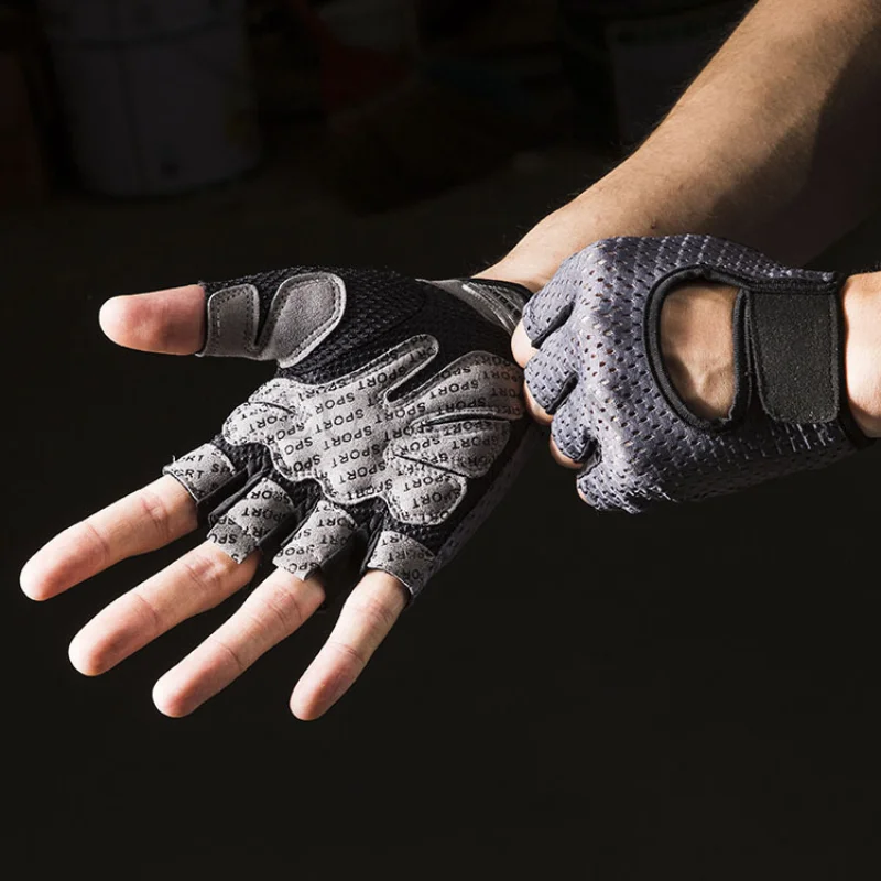 Men Women Gym Fitness Lift Weights Protect Wear Resistant Mitten Half Finger Outdoor Sport Letter Cycling Non Slip Glove