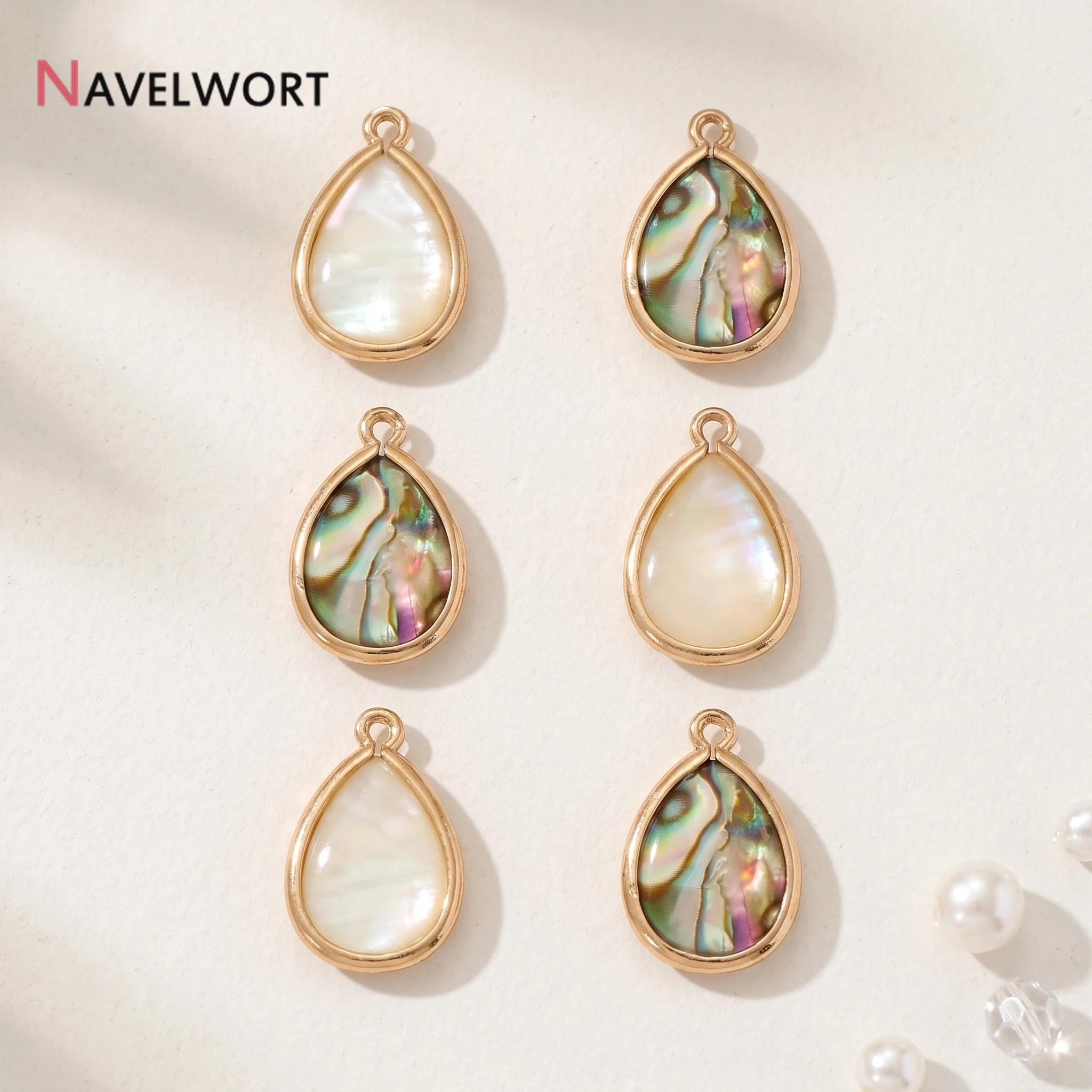 

18K Gold Plated Natural Shell Teardrop Shape Charms Pendant,Charms For Jewelry,For Bracelet Necklace Making Accessories