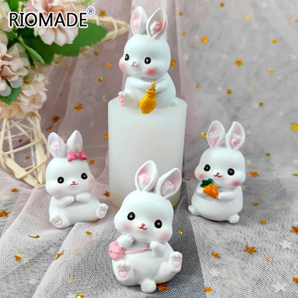 3D Cute Rabbit Silicone Mold Bunny Model Chocolate Dessert Kitchen Baking Cake Mould Easter Fondant Cake Decorating Tools