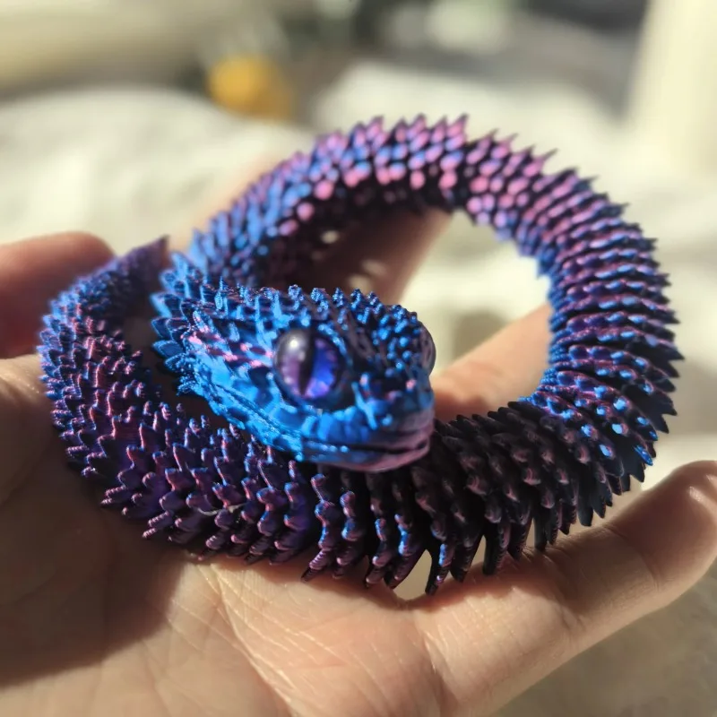 

3D печатная змея, подвижная шарнирная игрушка, кукла, имитация модели змеи, офисное украшение для рабочего стола, игрушка ручной работы для детей, подарок 30 см