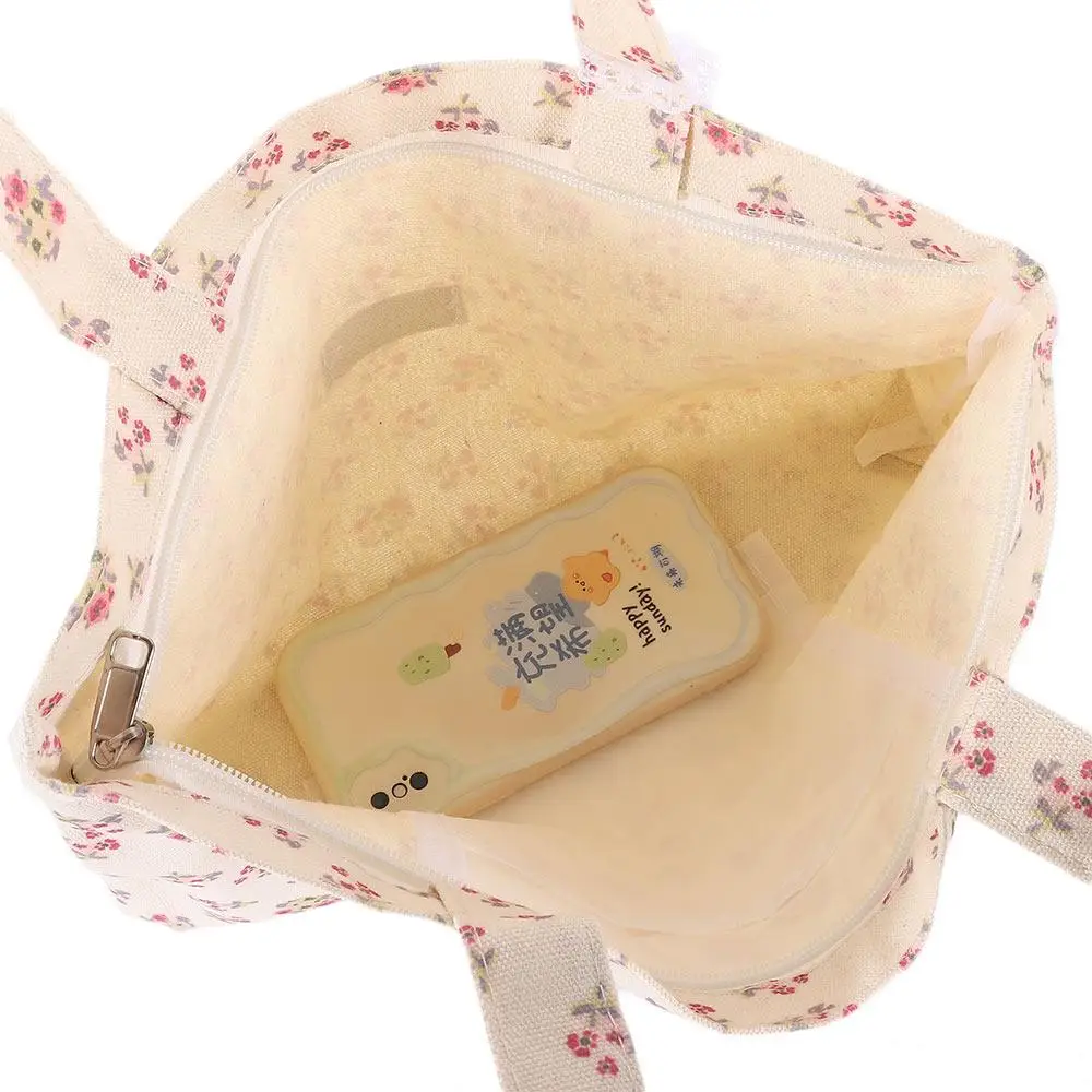 

Canvas Tote Bag For Women Large Capacity Print Canvas Shoulder Bags With Sweet Lace Bow