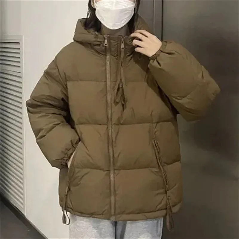 Winter Female Large Size 4XL Cotton Padded Coat Retro Women Loose Leisure Parkas Outwear Ladies Fashion Hooded Puffer Jacket