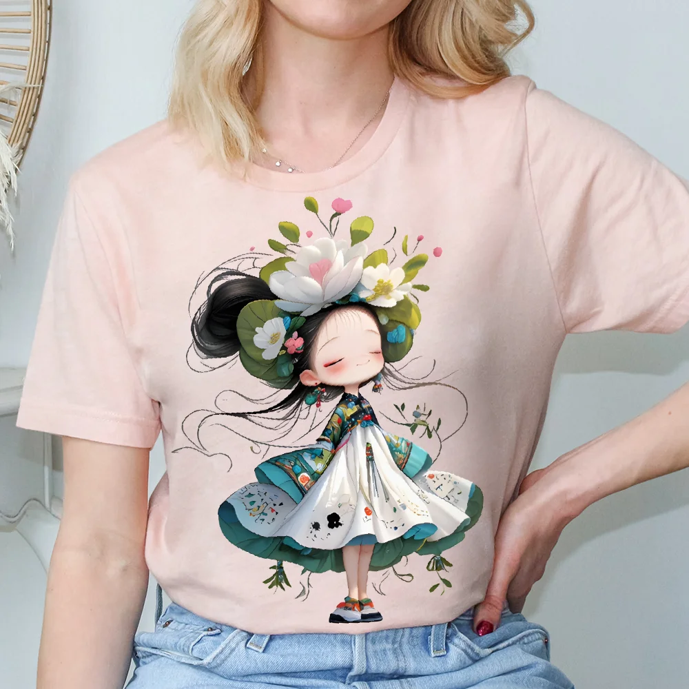 

Ручная роспись для маленькой девочки, женская футболка, футболка с рисунком Y2k, ручная роспись кролика, летний топ в корейском стиле, посадка большого размера