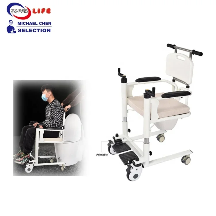 

Health equipment elderly care chair patient transfer chair disable rollator transport chair height adjustable with wheels