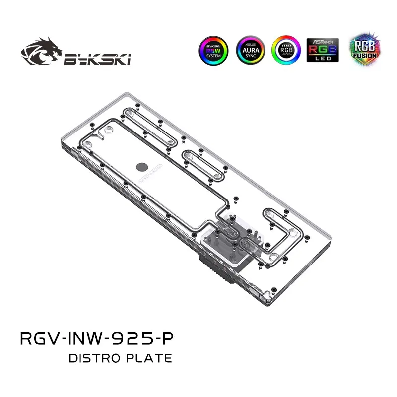 BYKSKI Acrylic Board Water Channel Solution Use for IN WIN 925 Computer Case for CPU and GPU Block / 3PIN RGB / Combo DDC Pump