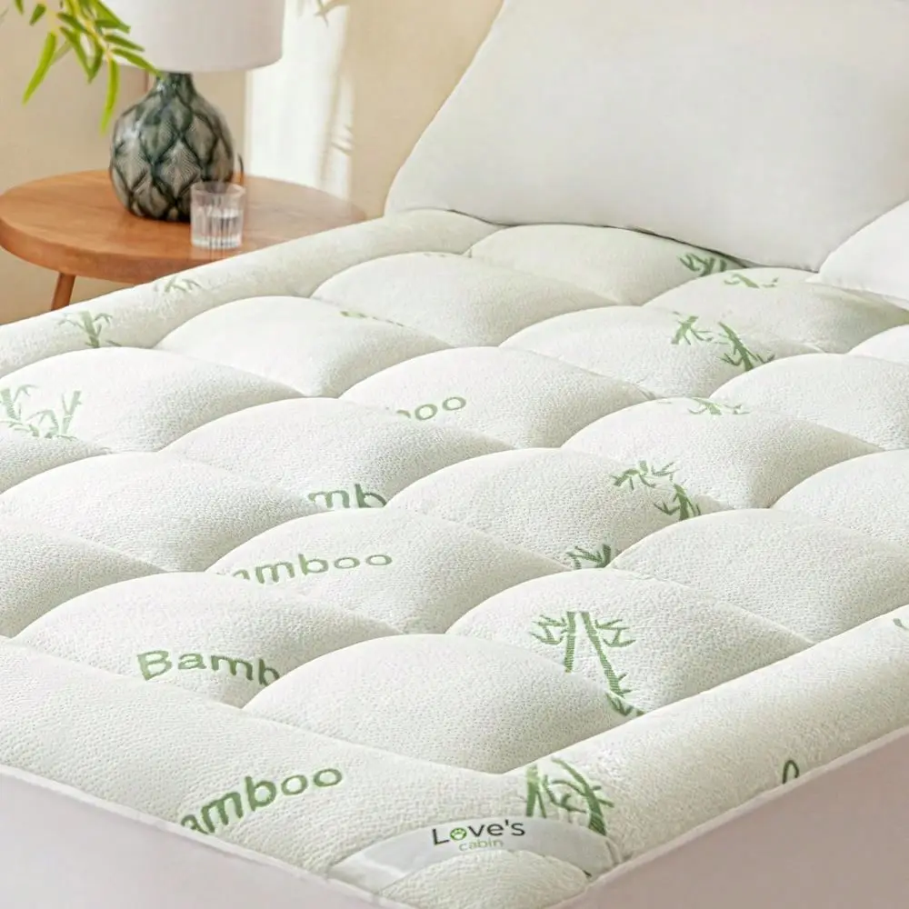 

Mattress Pad, Rayon Derived From Bamboo, 600 GSM Breathable Mattress Topper Pad, Thick Pillow Top Mattress Pad With Stretches U