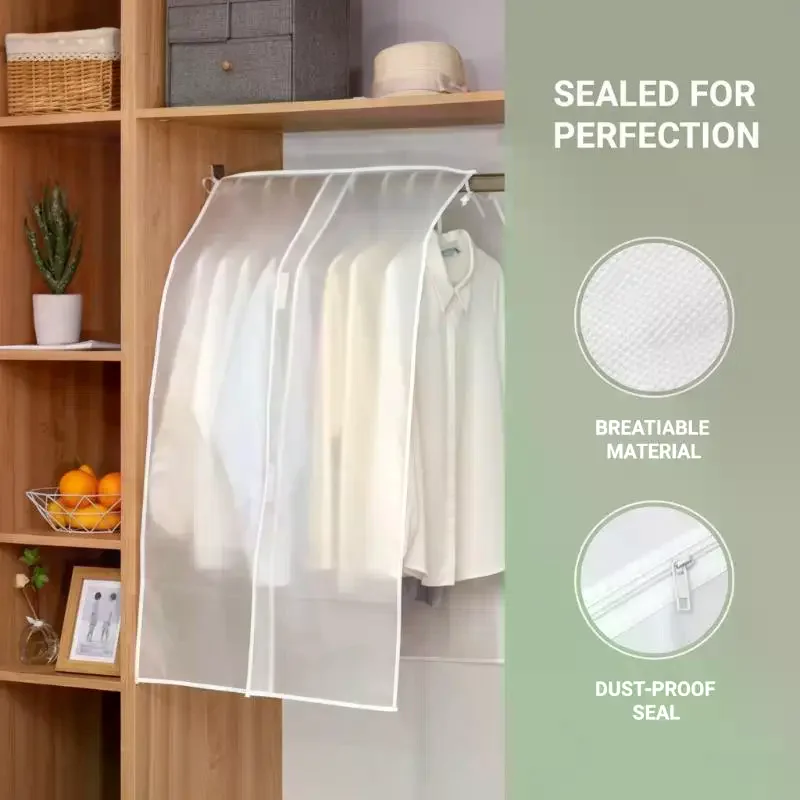 Translucent Waterproof Dustproof Clothes Hanging Garment Bag Wardrobe Storage Organizer For Suits Dresses