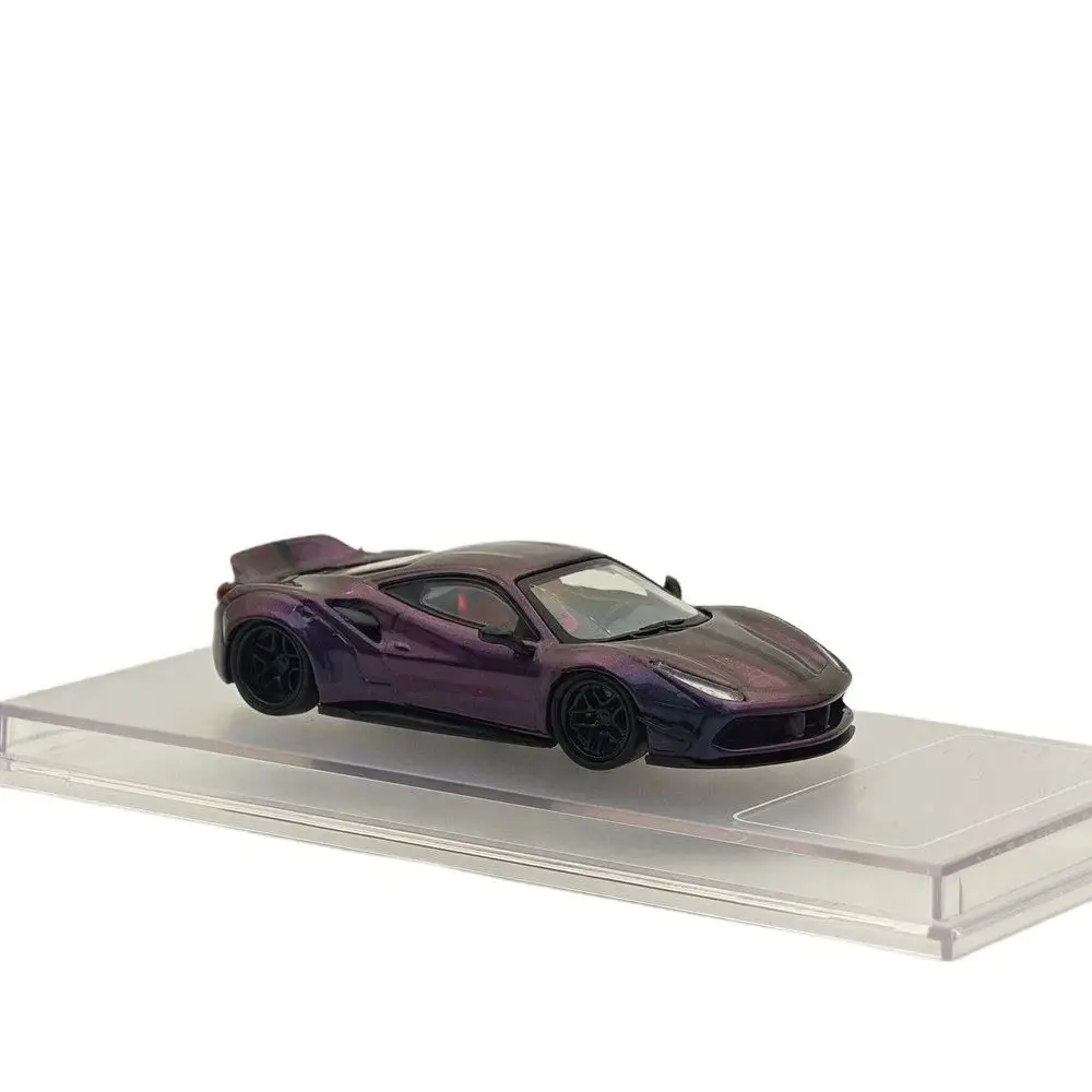 CM 1/64 LB-Works 488 Widebody LBWK Chameleon Magic Purple Diecast Model Car Miniature Toy Vehicle Models Collection