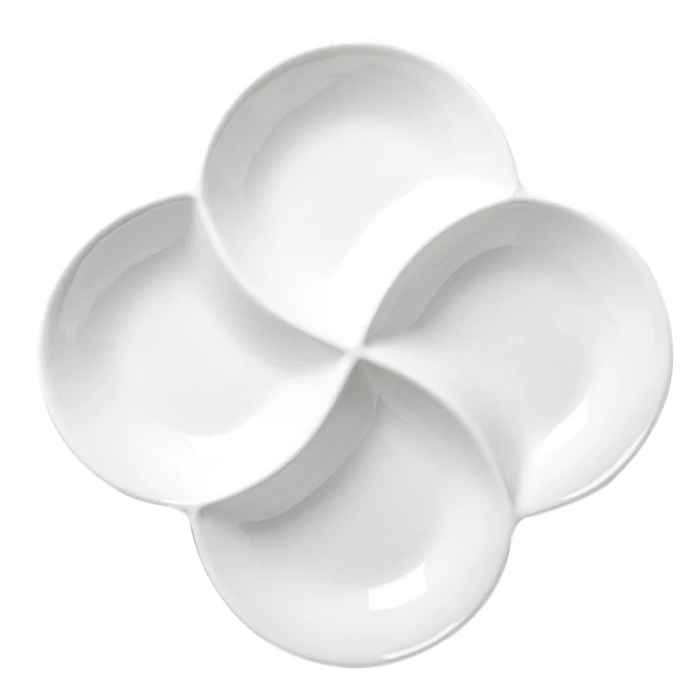 

Fruit Snack Tray Melamine Multi-Compartment Plate For Candies Nuts Dried Fruits Serving Storage Dish White