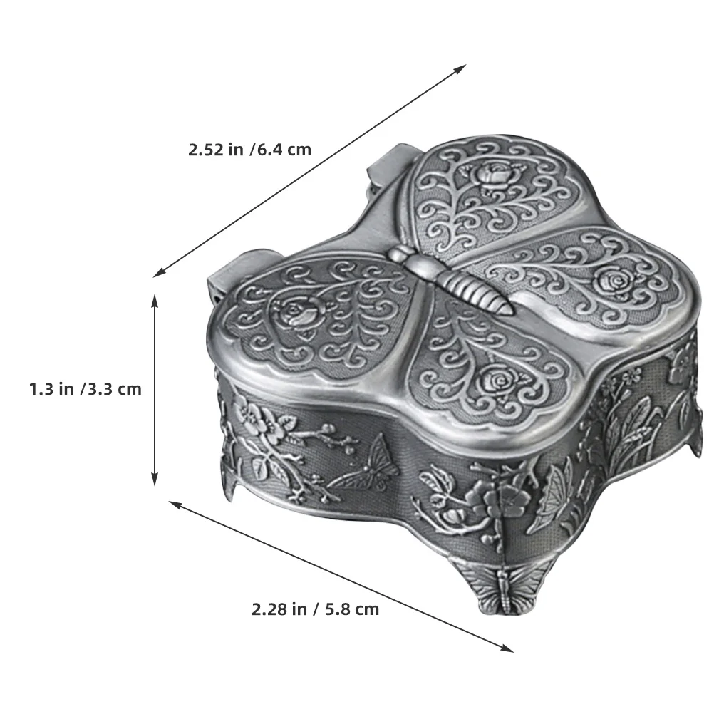 

Embossed Butterfly Shaped Jewelry Storage Box Vintage Trinket Organizer Case Ring Earrings Necklace Holder Desktop Decor