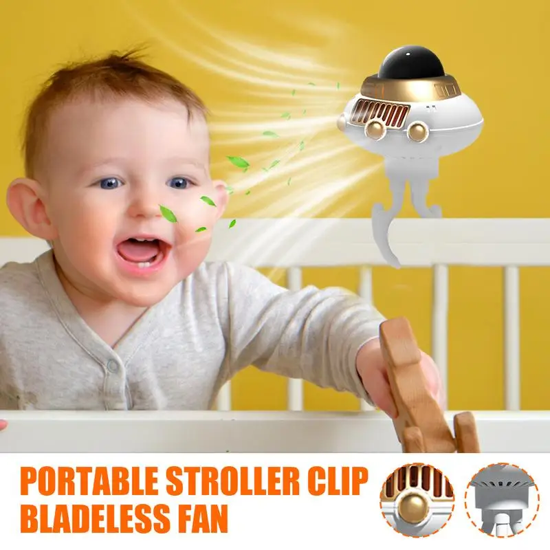 

Portable Stroller Fan Space Octopus Clip Bladeless Fan 3 Speed Adjustable Cooling Device With Battery Indicator Stroller
