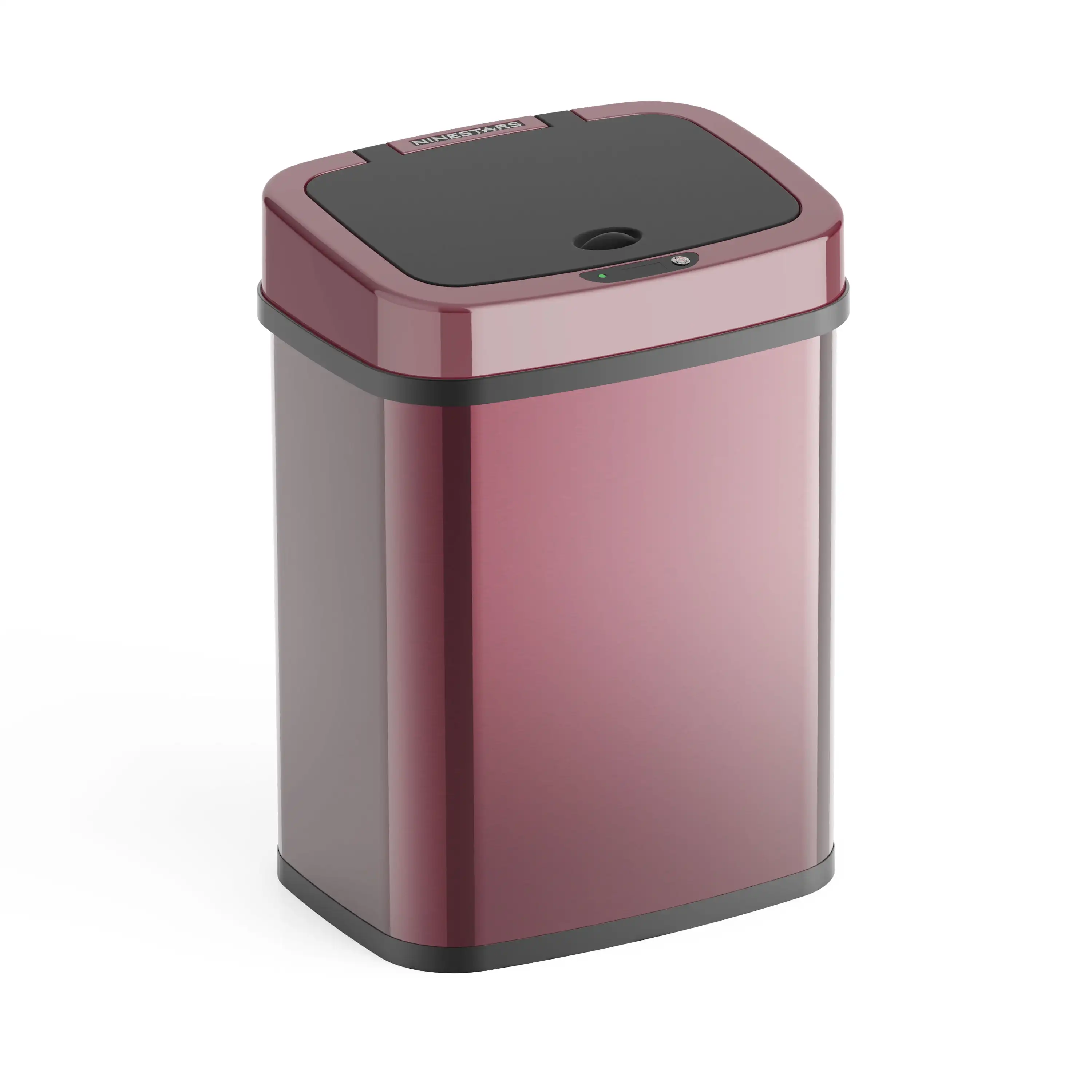 

Nine Stars 3.2 Gallon Trash Can, Touchless Bathroom Trash Can, Burgundy Stainless Steel