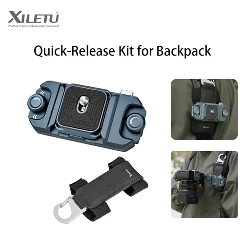 Imagen 1 del producto Mosquetón de liberación rápida para cámara XILETU, Kit de Clip para mochila Sony/DSLR/cámaras de acción, soporte de hebilla desmontable, abrazadera de montaje portátil