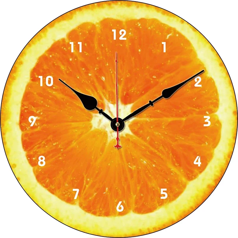 Fruit Orange Custom Large Clock Living Room Home Decor Round Wall Clock Quartz Table Clock Children Bedroom Wall Decoration