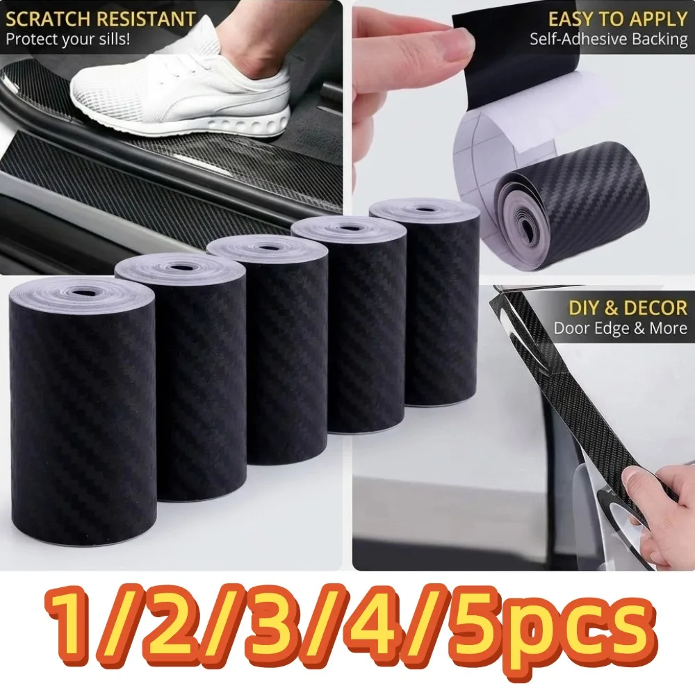 1-5rolls Nano Carbon Fiber Car Tape Sticker Door Mirror Paste Protector Strip DIY Protection Protective Film Waterproof Adhesive