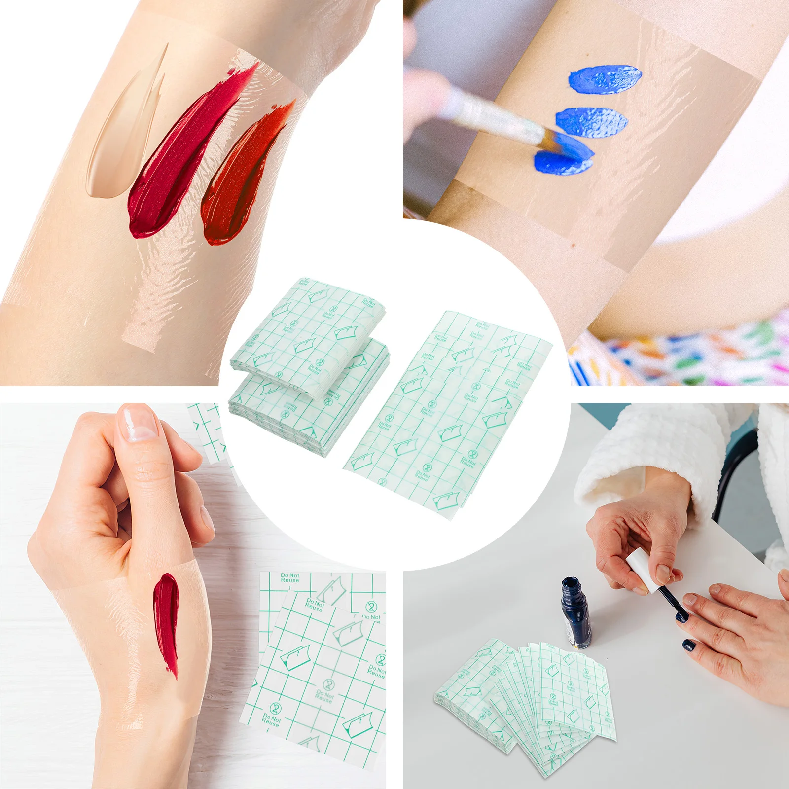 

100pcs Makeup Hand Palette Mixing Board Adhesive Foundation Pallet Liquid Color Modulation Plate Durable Light