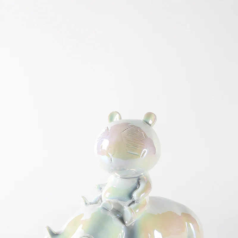 Simple cartoon animal hippo bear fun play ceramic ornament