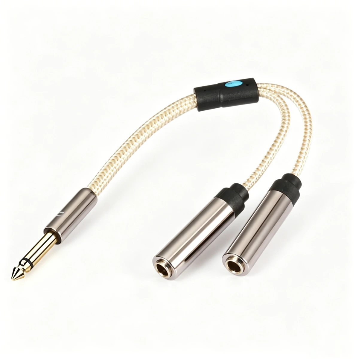 Audiophile Audio Cable 25cm MONO 6.35mm to Dual 6.35mm Female for Microphone 1/4 Inch TS Jack Splitter Cable OFC Shielding