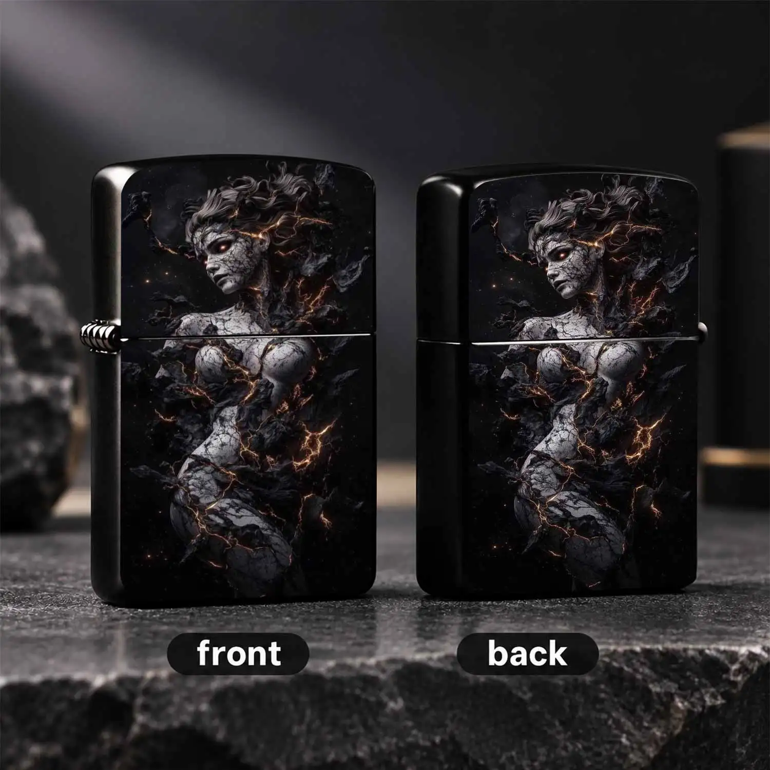 Dark Lava Crack Goddess Art Lighter, Aesthetic Deep Space Starry Background Creative Decor, Universal For Daily Candle Lighting Outdoor Activities, Exquisite Collectible Practical Gift For All Scenarios, Stylish High-End Artistic Portable I