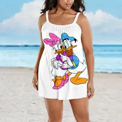 Vestidos holgados de talla grande para mujer, vestidos elegantes y elegantes con estampado de dibujos animados de Pato Donald, Disney, 2022